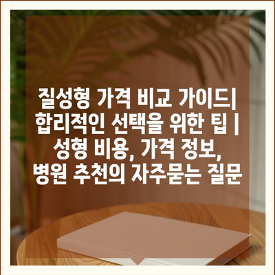 질성형 가격 비교 가이드| 합리적인 선택을 위한 팁 | 성형 비용, 가격 정보, 병원 추천