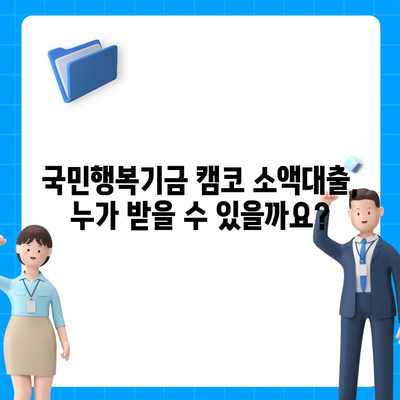 국민행복기금 캠코 소액대출 신청 가이드 | 자격조건, 금리, 한도, 필요서류