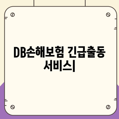 DB손해보험 긴급출동 서비스| 빠르고 안전하게 도움받기 | 자동차 사고, 긴급 상황, 보험 처리