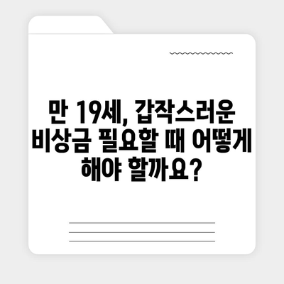 만 19세, 비상금 대출 꼭 필요할 때! 알아두면 도움되는 정보 | 비상금 대출, 19세 대출, 대출 조건, 신용대출