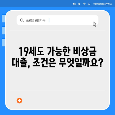 만 19세, 비상금 대출 꼭 필요할 때! 알아두면 도움되는 정보 | 비상금 대출, 19세 대출, 대출 조건, 신용대출