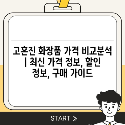 고혼진 화장품 가격 비교분석 | 최신 가격 정보, 할인 정보, 구매 가이드