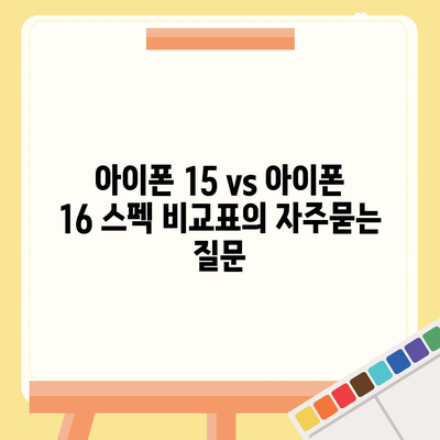 아이폰 15 vs 아이폰 16 스펙 비교표