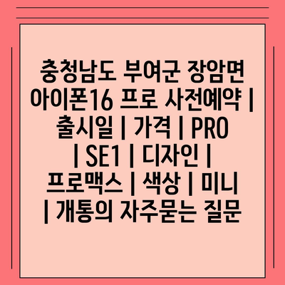 충청남도 부여군 장암면 아이폰16 프로 사전예약 | 출시일 | 가격 | PRO | SE1 | 디자인 | 프로맥스 | 색상 | 미니 | 개통