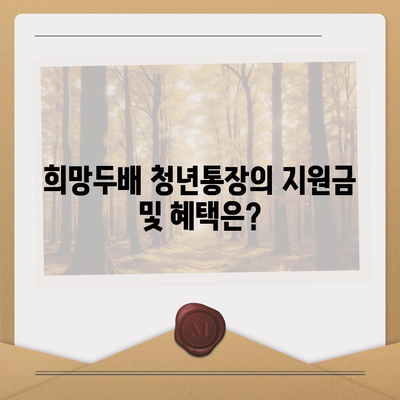 서울시 희망두배 청년통장 신청 조건과 지원금 안내