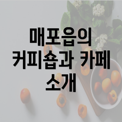 매포읍의 커피숍과 카페 소개