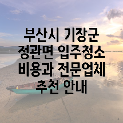 부산시 기장군 정관면 입주청소 비용과 전문업체 추천 안내