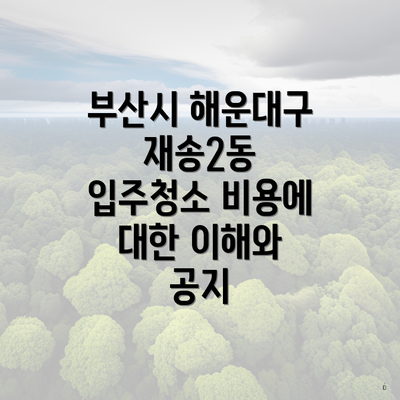 부산시 해운대구 재송2동 입주청소 비용에 대한 이해와 공지