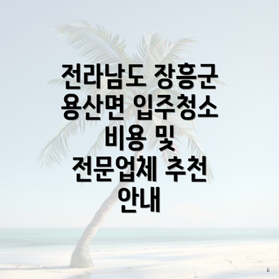 전라남도 장흥군 용산면 입주청소 비용 및 전문업체 추천 안내