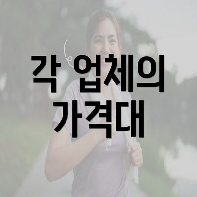 각 업체의 가격대