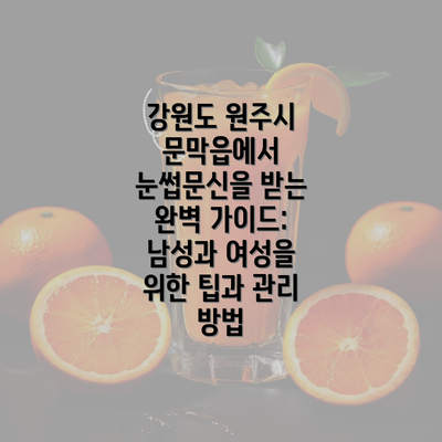 강원도 원주시 문막읍에서 눈썹문신을 받는 완벽 가이드: 남성과 여성을 위한 팁과 관리 방법