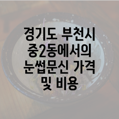 경기도 부천시 중2동에서의 눈썹문신 가격 및 비용