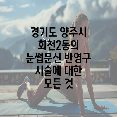 경기도 양주시 회천2동의 눈썹문신 반영구 시술에 대한 모든 것