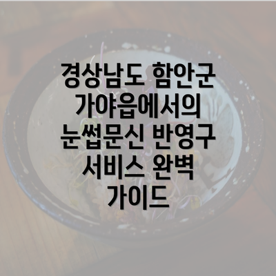 경상남도 함안군 가야읍에서의 눈썹문신 반영구 서비스 완벽 가이드