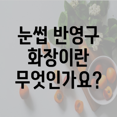 눈썹 반영구 화장이란 무엇인가요?