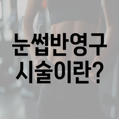 눈썹반영구 시술이란?