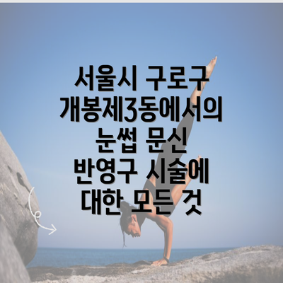 서울시 구로구 개봉제3동에서의 눈썹 문신 반영구 시술에 대한 모든 것