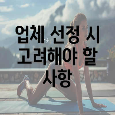 업체 선정 시 고려해야 할 사항