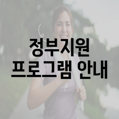 정부지원 프로그램 안내