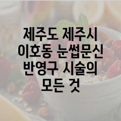 제주도 제주시 이호동 눈썹문신 반영구 시술의 모든 것