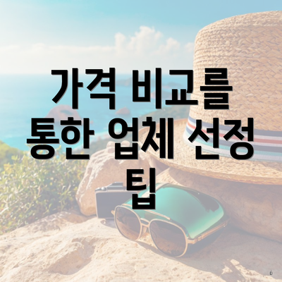 가격 비교를 통한 업체 선정 팁