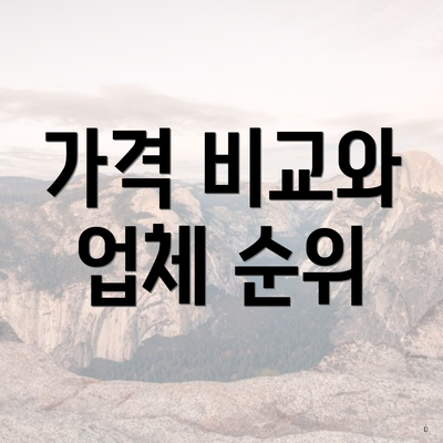 가격 비교와 업체 순위