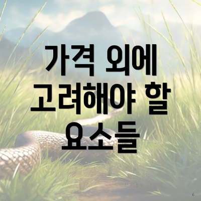 가격 외에 고려해야 할 요소들