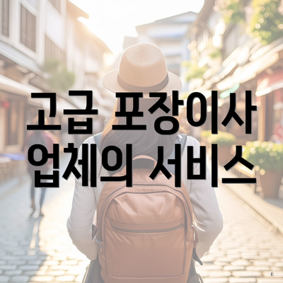 고급 포장이사 업체의 서비스