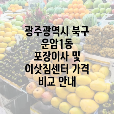 광주광역시 북구 운암1동 포장이사 및 이삿짐센터 가격 비교 안내