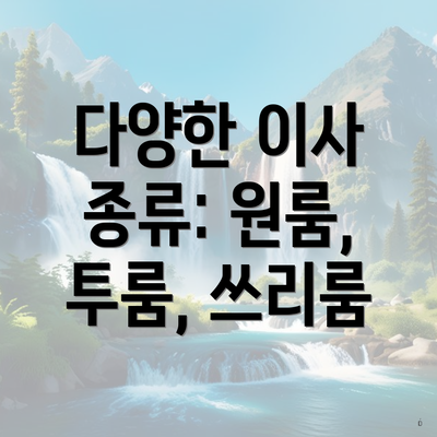 다양한 이사 종류: 원룸, 투룸, 쓰리룸