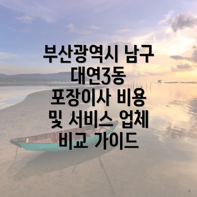 부산광역시 남구 대연3동 포장이사 비용 및 서비스 업체 비교 가이드