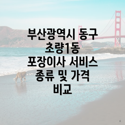 부산광역시 동구 초량1동 포장이사 서비스 종류 및 가격 비교