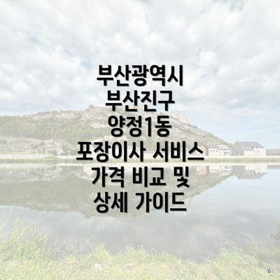 부산광역시 부산진구 양정1동 포장이사 서비스 가격 비교 및 상세 가이드