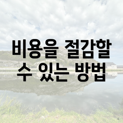 비용을 절감할 수 있는 방법