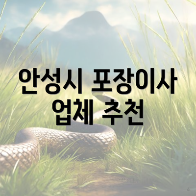 안성시 포장이사 업체 추천