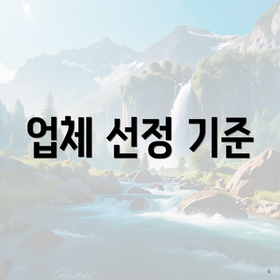 업체 선정 기준