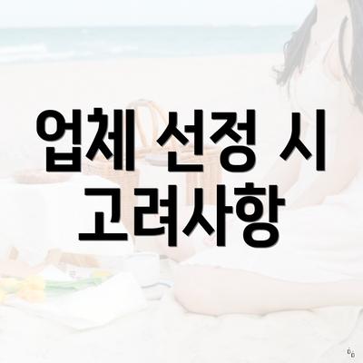 업체 선정 시 고려사항