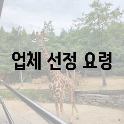 업체 선정 요령