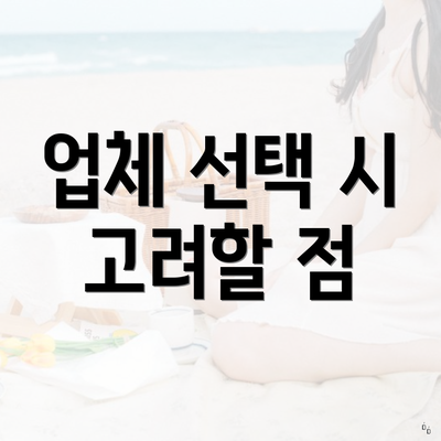 업체 선택 시 고려할 점