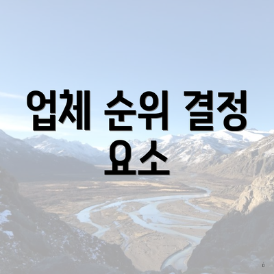 업체 순위 결정 요소