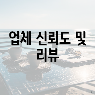 업체 신뢰도 및 리뷰