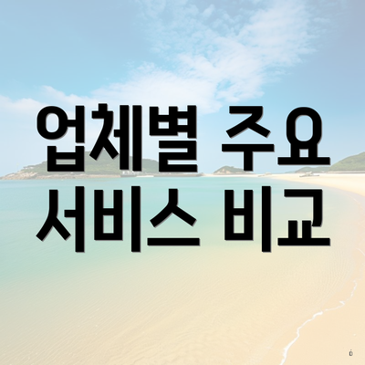 업체별 주요 서비스 비교