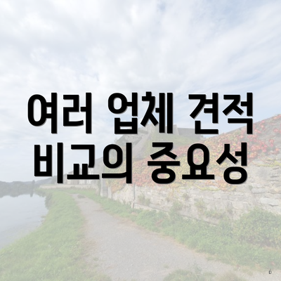 여러 업체 견적 비교의 중요성