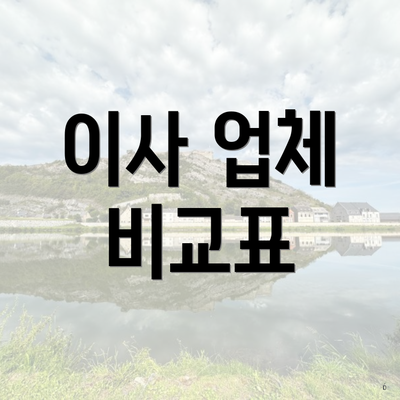 이사 업체 비교표