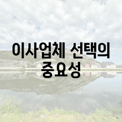 이사업체 선택의 중요성