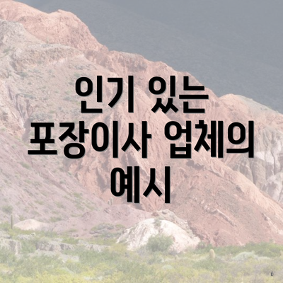 인기 있는 포장이사 업체의 예시