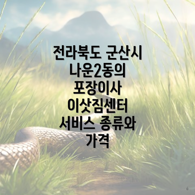 전라북도 군산시 나운2동의 포장이사 이삿짐센터 서비스 종류와 가격