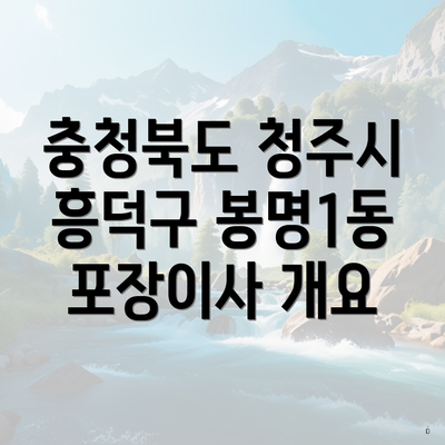 충청북도 청주시 흥덕구 봉명1동 포장이사 개요