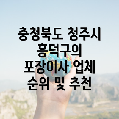 충청북도 청주시 흥덕구의 포장이사 업체 순위 및 추천