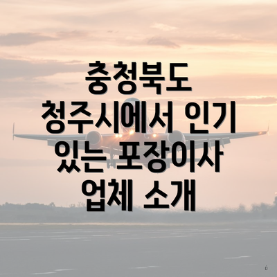 충청북도 청주시에서 인기 있는 포장이사 업체 소개